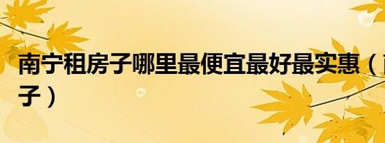 南宁租房子哪里最便宜最好最实惠（南宁租房子）