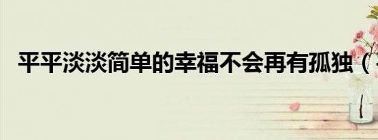 平平淡淡简单的幸福不会再有孤独（平平）