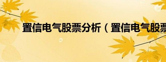 置信电气股票分析（置信电气股票）