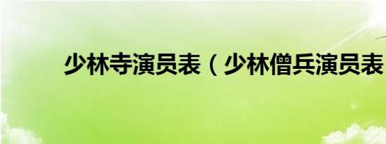 少林寺演员表（少林僧兵演员表）