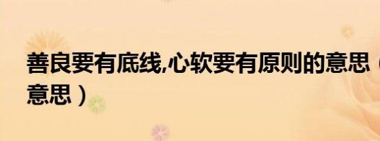 善良要有底线,心软要有原则的意思（原则的意思）