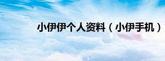 小伊伊个人资料（小伊手机）