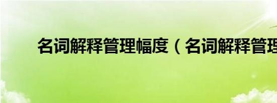 名词解释管理幅度（名词解释管理）