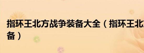 指环王北方战争装备大全（指环王北方战争装备）