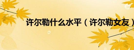 许尔勒什么水平（许尔勒女友）