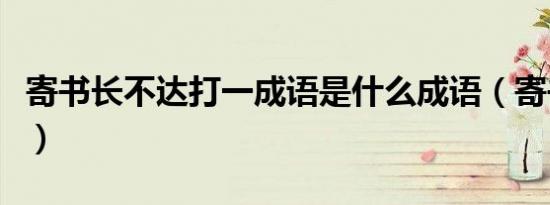 寄书长不达打一成语是什么成语（寄书长不达）