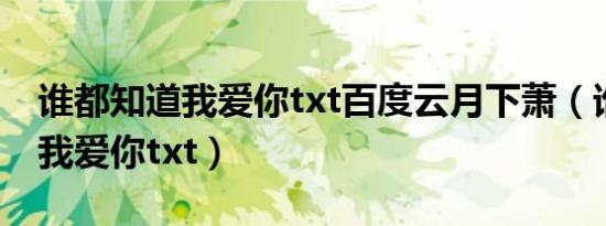 谁都知道我爱你txt百度云月下萧（谁都知道我爱你txt）