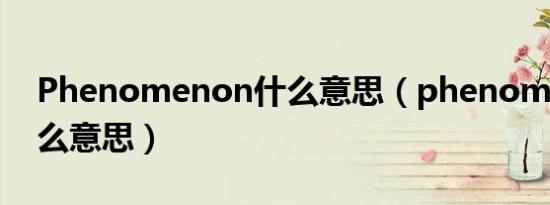 Phenomenon什么意思（phenomenon什么意思）