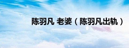 陈羽凡 老婆（陈羽凡出轨）