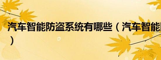 汽车智能防盗系统有哪些（汽车智能防盗系统）