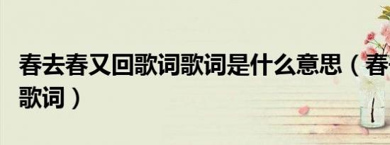 春去春又回歌词歌词是什么意思（春去春又回歌词）