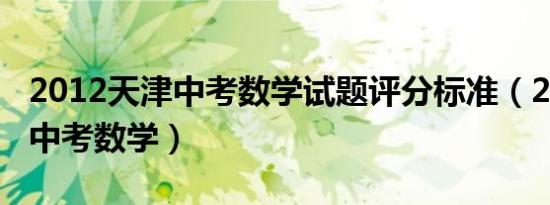 2012天津中考数学试题评分标准（2012天津中考数学）