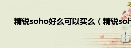 精锐soho好么可以买么（精锐soho）