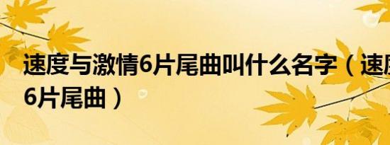 速度与激情6片尾曲叫什么名字（速度与激情6片尾曲）