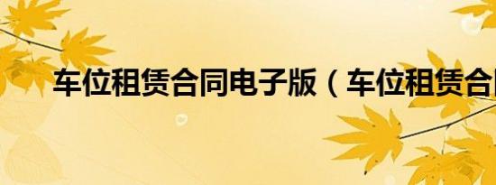 车位租赁合同电子版（车位租赁合同）