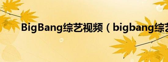 BigBang综艺视频（bigbang综艺）
