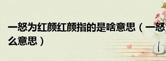 一怒为红颜红颜指的是啥意思（一怒为红颜什么意思）