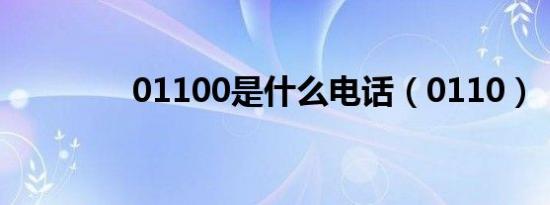 01100是什么电话（0110）
