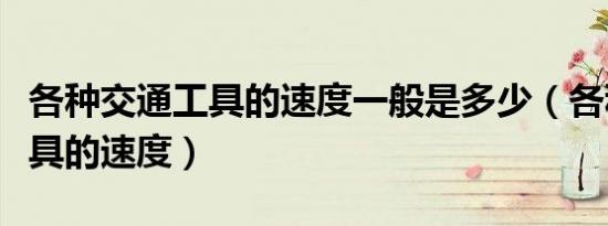 各种交通工具的速度一般是多少（各种交通工具的速度）