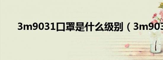 3m9031口罩是什么级别（3m9031）