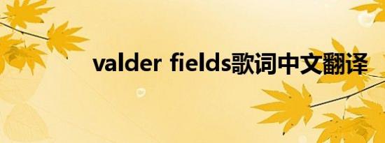 valder fields歌词中文翻译