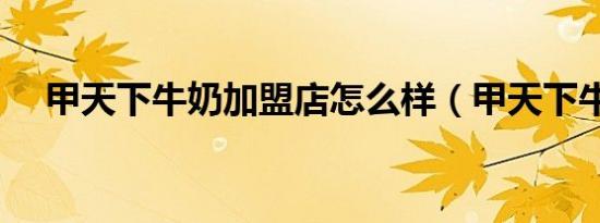 甲天下牛奶加盟店怎么样（甲天下牛奶）