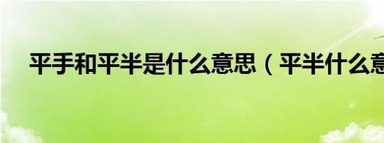 平手和平半是什么意思（平半什么意思）
