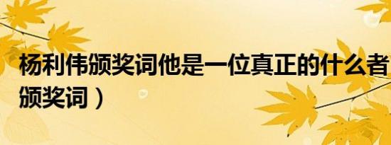 杨利伟颁奖词他是一位真正的什么者（杨利伟颁奖词）