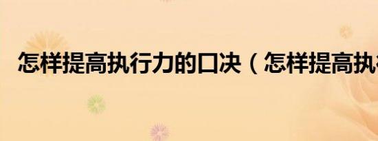 怎样提高执行力的口决（怎样提高执行力）