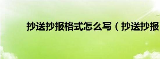 抄送抄报格式怎么写（抄送抄报）