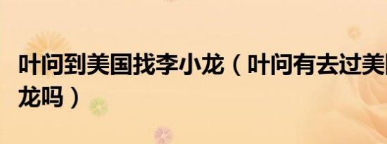 叶问到美国找李小龙（叶问有去过美国找李小龙吗）