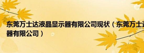 东莞万士达液晶显示器有限公司现状（东莞万士达液晶显示器有限公司）