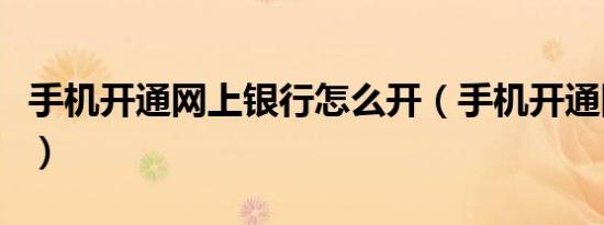 手机开通网上银行怎么开（手机开通网上银行）