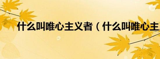 什么叫唯心主义者（什么叫唯心主义）