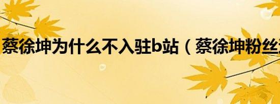 蔡徐坤为什么不入驻b站（蔡徐坤粉丝退b站）