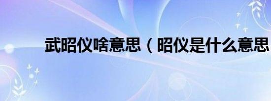 武昭仪啥意思（昭仪是什么意思）