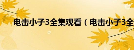 电击小子3全集观看（电击小子3全集）