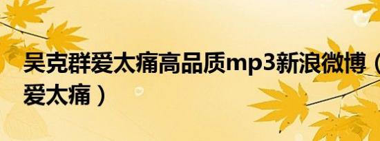 吴克群爱太痛高品质mp3新浪微博（吴克群 爱太痛）