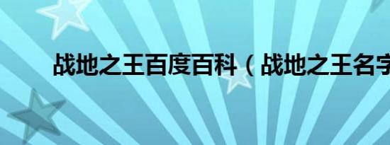战地之王百度百科（战地之王名字）
