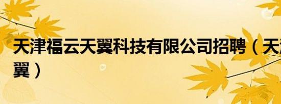 天津福云天翼科技有限公司招聘（天津福云天翼）