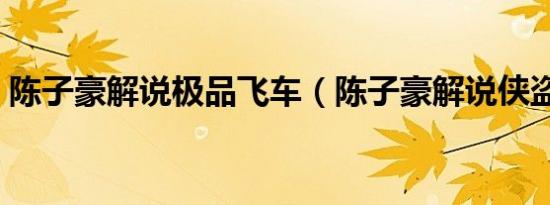 陈子豪解说极品飞车（陈子豪解说侠盗飞车）