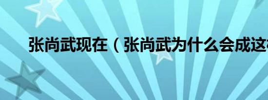 张尚武现在（张尚武为什么会成这样）
