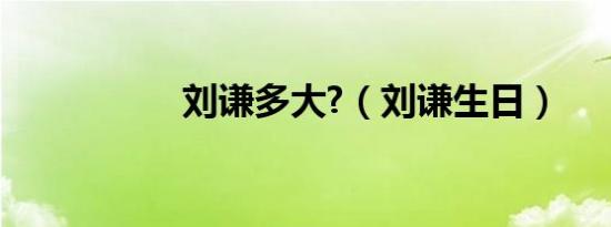 刘谦多大?（刘谦生日）