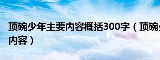 顶碗少年主要内容概括300字（顶碗少年主要内容）