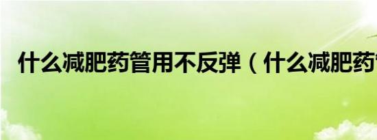 什么减肥药管用不反弹（什么减肥药管用）