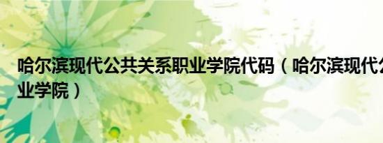 哈尔滨现代公共关系职业学院代码（哈尔滨现代公共关系职业学院）