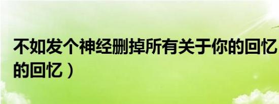 不如发个神经删掉所有关于你的回忆（关于你的回忆）