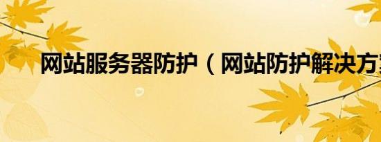 网站服务器防护（网站防护解决方案）