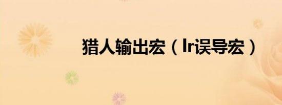 猎人输出宏（lr误导宏）