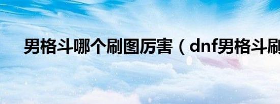 男格斗哪个刷图厉害（dnf男格斗刷图）